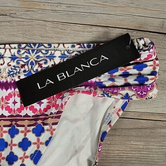 La Blanca Printed Side-Tab Bikini Bottom Sz 10 - Picture 5 of 9